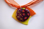 Collier Fimo ruban Organza orange (9€) soldé 6 €