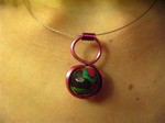 Collier cable fin, pendentif fimo et alu (5€