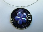 Collier organza capsule violette et fleur mauve