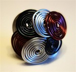 Bague multitorsades bordeaux, gris et noir