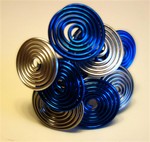 Bague multitorsades bleu nuit, gris et argent
