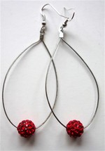 Boucles d'oreilles gouttes strass rouge