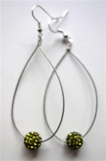 Boucles d'oreilles gouttes strass vert anis