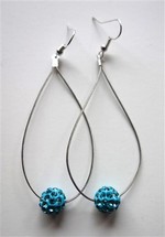 Boucles d'oreilles gouttes strass turquoise