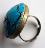 Bague Fimo imitation turquoise support réglable