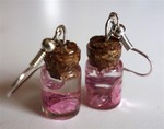 Boucles d'oreilles mini fioles sequins roses