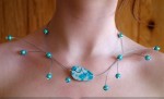 Collier "constellations" turquoise et perle turquoise et noire