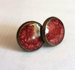 Boucles d'oreilles clou prisme fleur de cerisier et résine