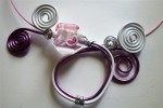 Collier fil alu violet et blanc
