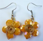 Boucles d'oreilles fleur jaune et fil or