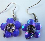 Boucles d'oreilles fleur violet et fil argent
