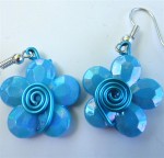 Boucles d'oreilles fleur turquoise et fil turquoise