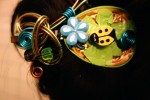 Barrette 10 cm anis turquoise et marron