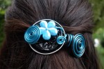 Barrette 58 mm noire et turquoise