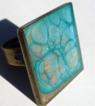 Bague carrée turquoise et or
